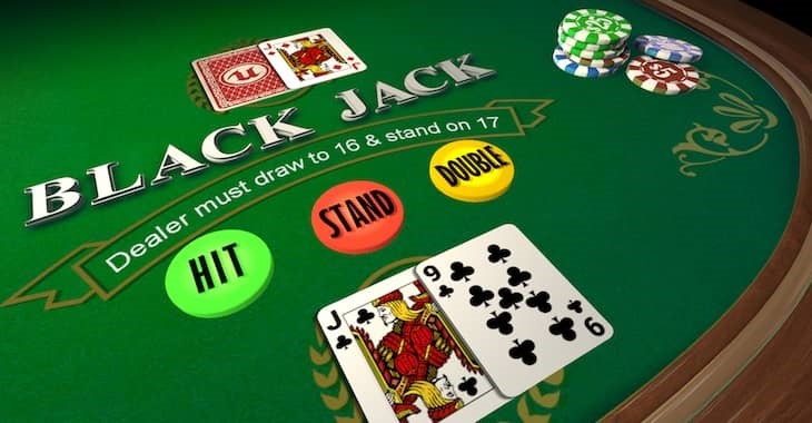 blackjack cartes jetons hit stand double